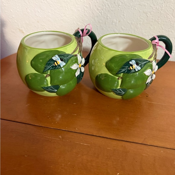 Blue Sky Clayworks Green Summer Lime Tree And Honey Bee Ceramic Coffee Mugs - Picture 8 of 8
